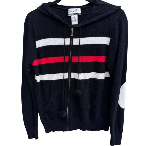 Randolph Duke Tops - Randolph Duke Y2K Preppy‎ Striped Angora Cashmere Zip Hoodie Sweater Soft Girl S